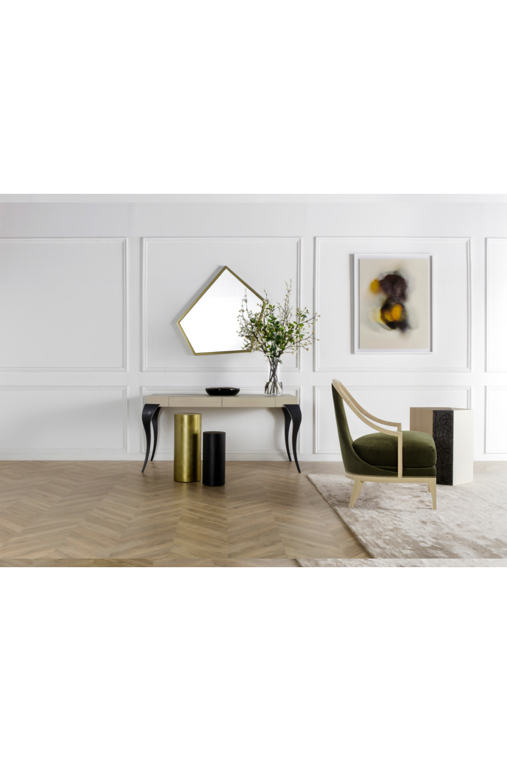Aged Brass Abstract Wall Mirror | Andrew Martin Elena | OROA