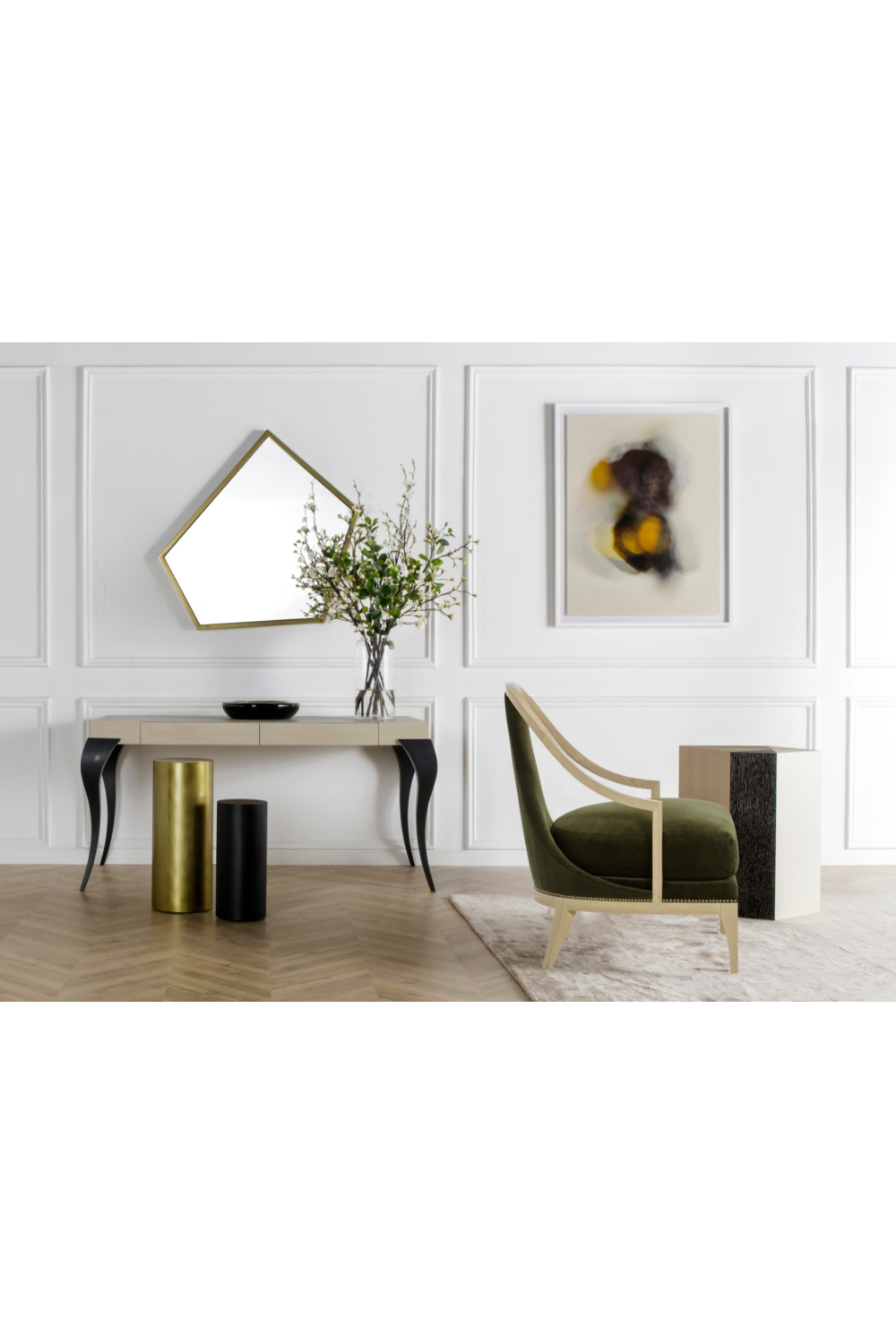 Aged Brass Abstract Wall Mirror | Andrew Martin Elena | OROA