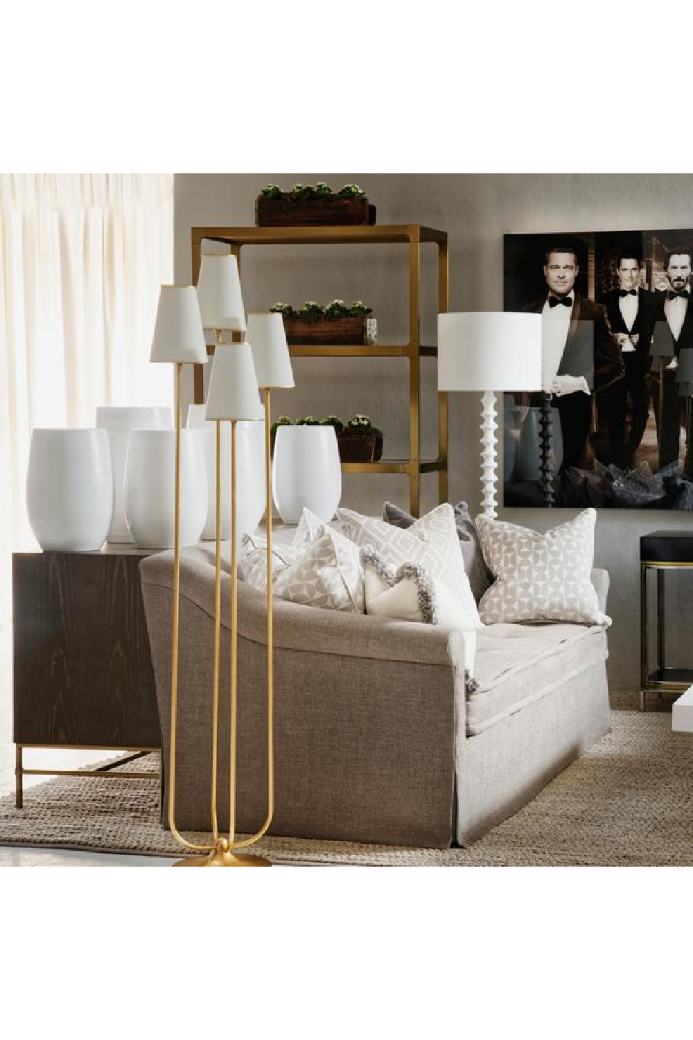 Four Linen Shades Modern Floor Lamp | Andrew Martin | OROA.com