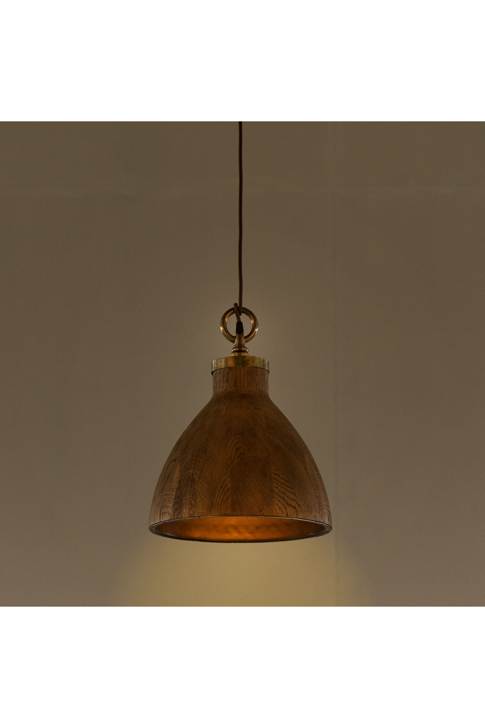 Bell Shaped Walnut Pendant Light M | Andrew Martin Big Sur | OROA.com