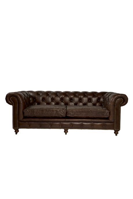 Dark Brown Leather Chesterfield Sofa | Andrew Martin Rebel | OROA