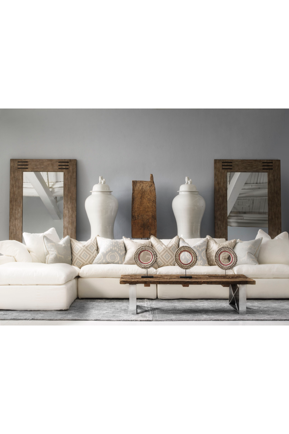 Chalk White Linen Sectional Sofa L | Andrew Martin Truman | OROA