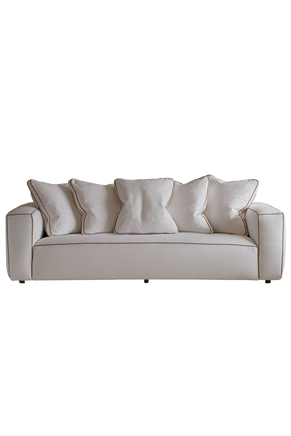 White Linen Sofa With Piping Andrew