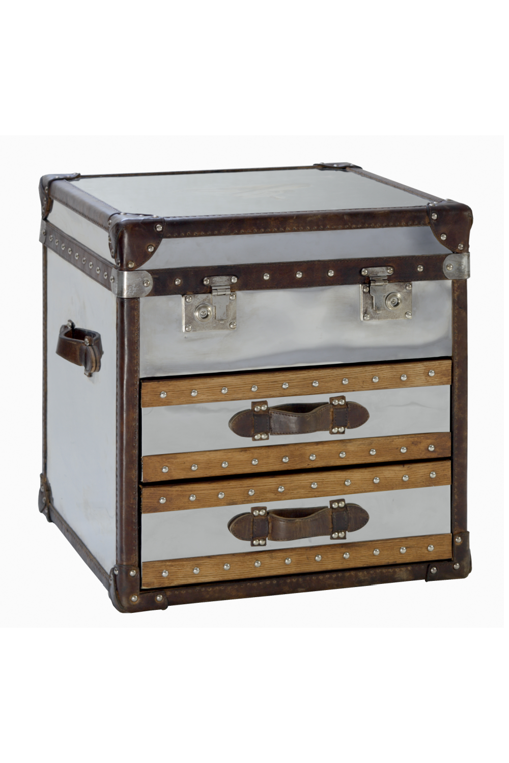 Chrome and Leather Vintage Steamer Trunk | Andrew Martin Livingstone