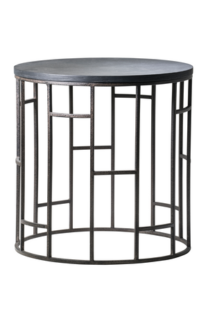 Black Wooden Top Circular Side Table | Andrew Martin Blackout | OROA