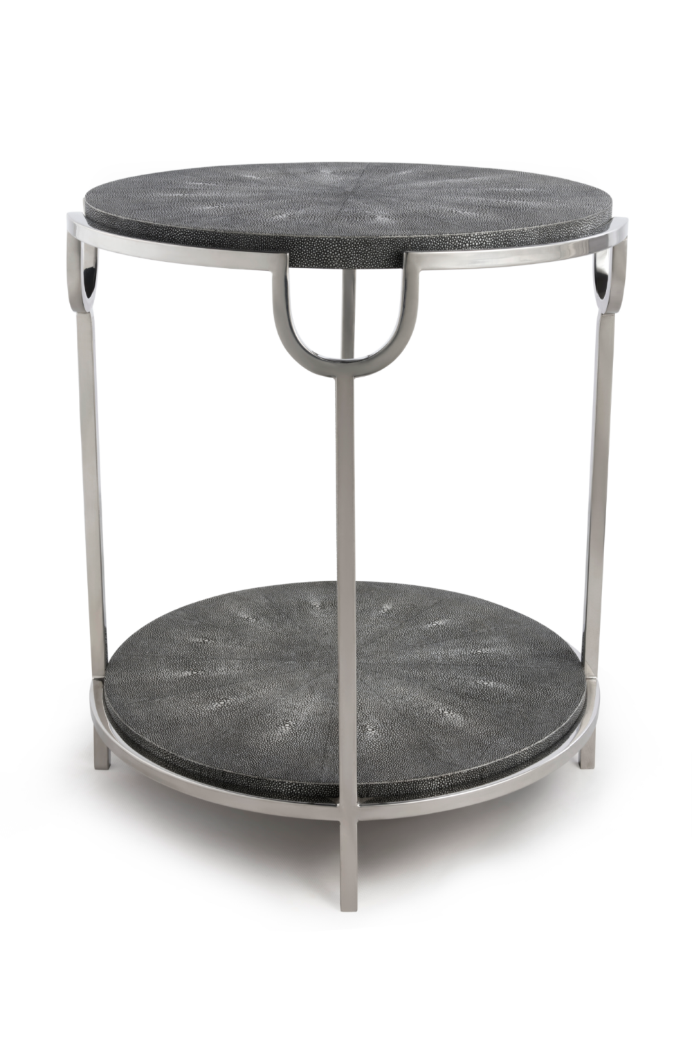 Gray Shagreen Side Table with Undershelf | Andrew Martin Katia | OROA