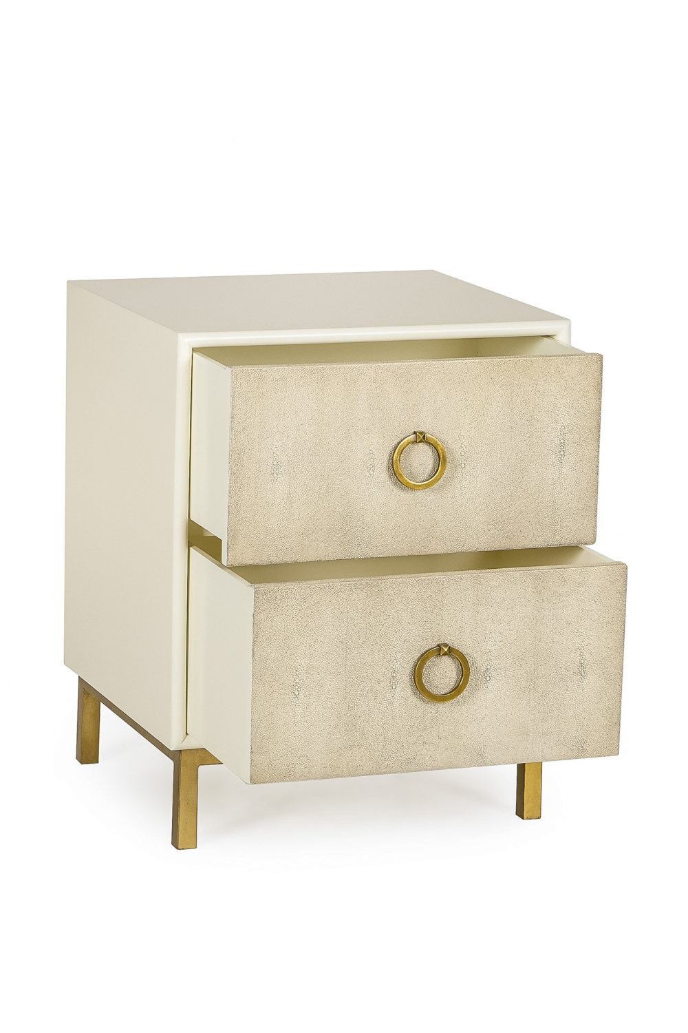 Cream Shagreen Bedside Table with Drawers | Andrew Martin | OROA