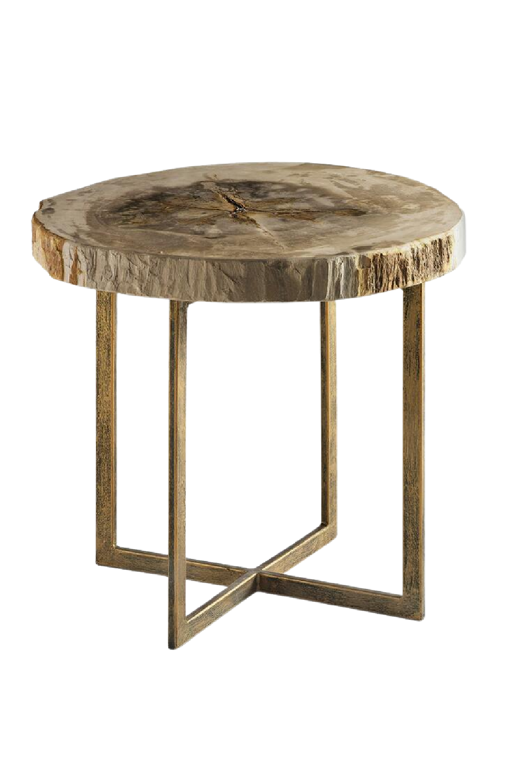 Light Round Petrified Wood Side Table | Andrew Martin Jonah | OROA.com