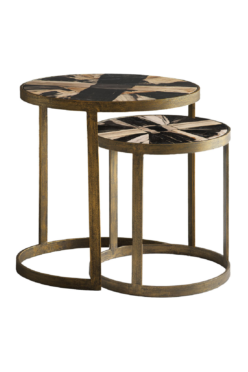Round Petrified Wood Nesting Side Tables | Andrew Martin | OROA.com