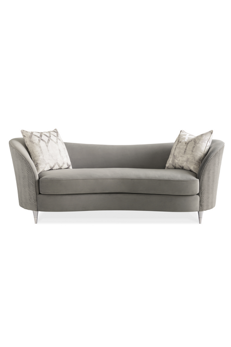 Gray Velvet Curved Sofa | Caracole Farrah | Oroa.com