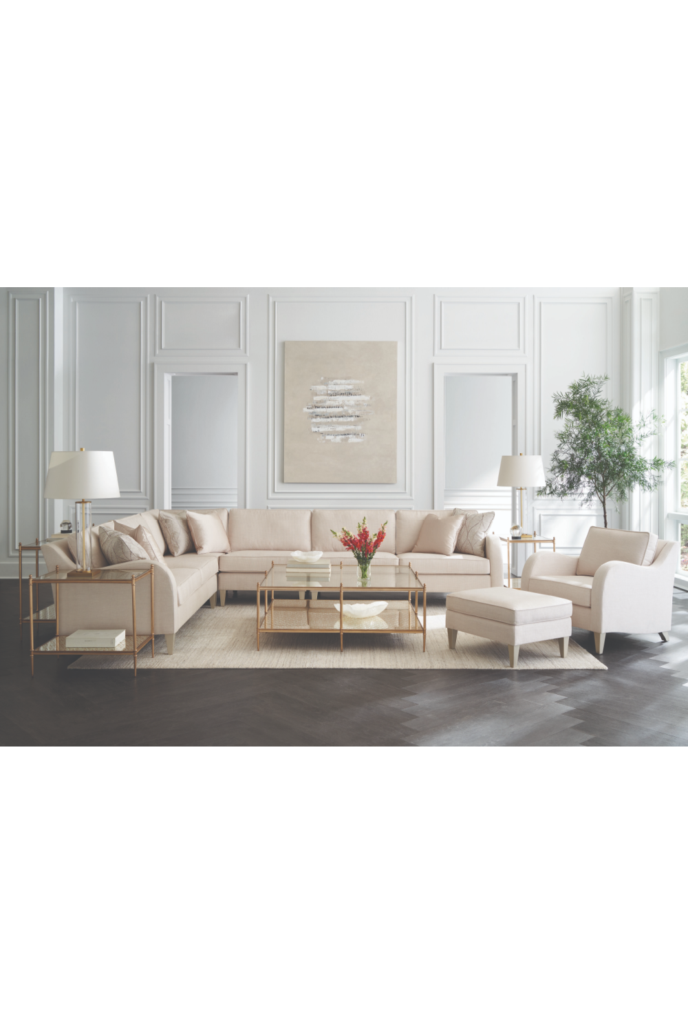 Cream Cushioned Ottoman | Caracole Victoriav | Oroa.com