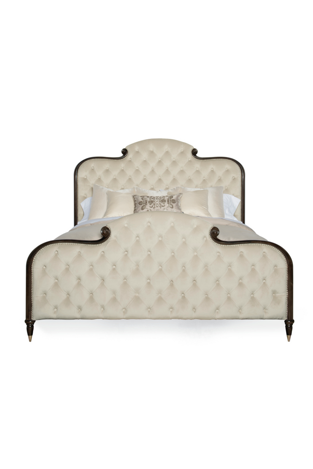 Cream Tufted Silk California King Bed | Caracole Everly |  Oroa.com