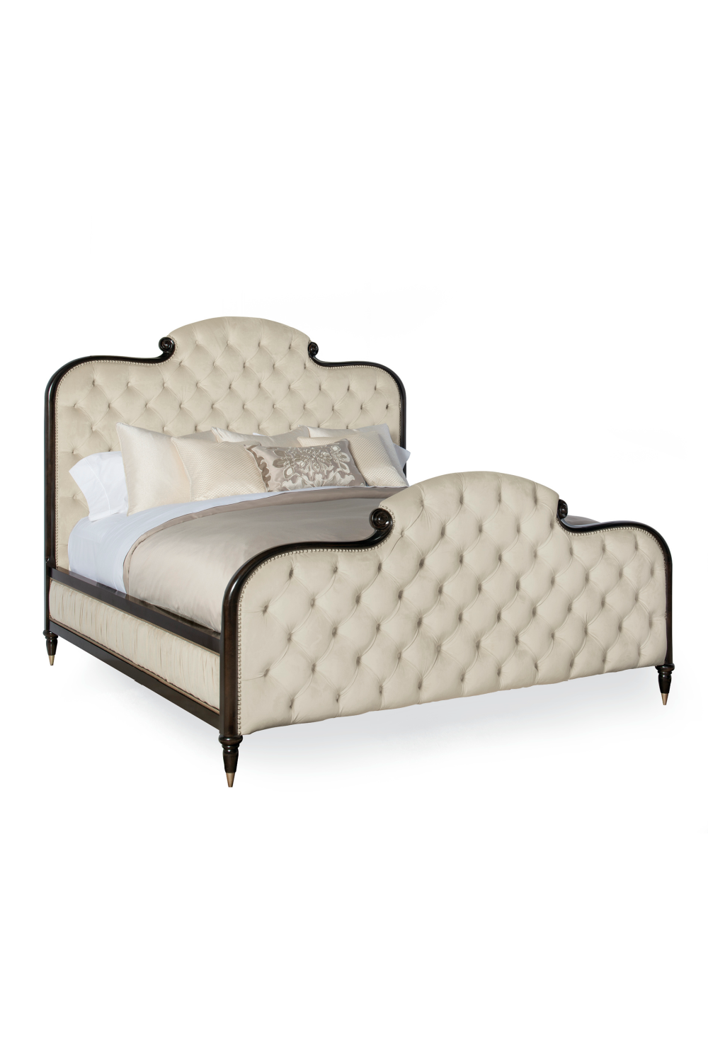 Cream Tufted Silk California King Bed | Caracole Everly | Oroa.com