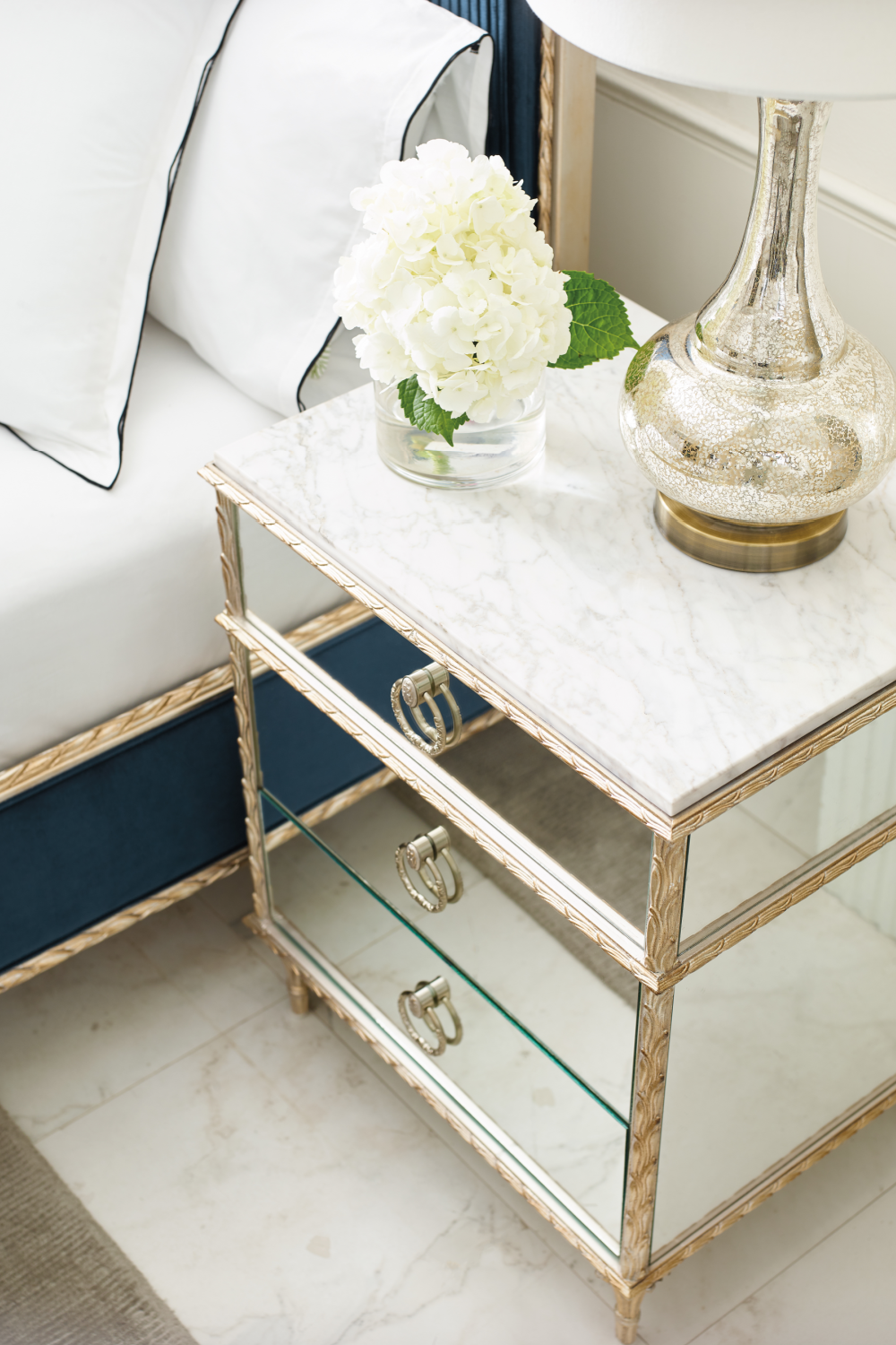 Mirrored Vintage Style Nightstand | Caracole Fontainebleau | Oroa.com