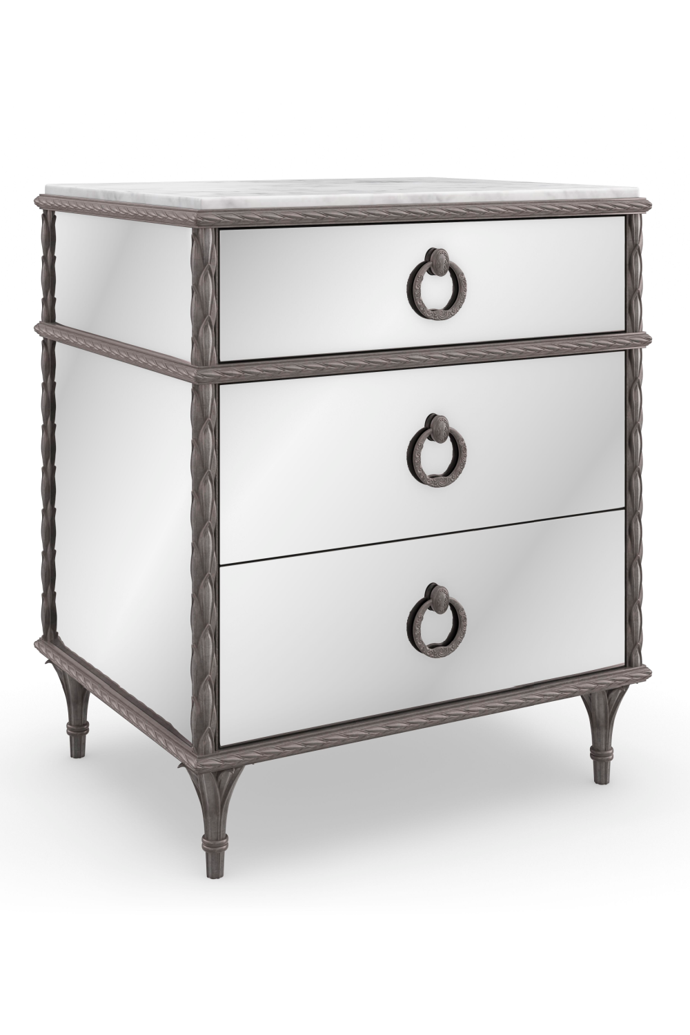 Mirrored 3-Drawer Nightstand | Caracole Fontainebleau | Oroa.com