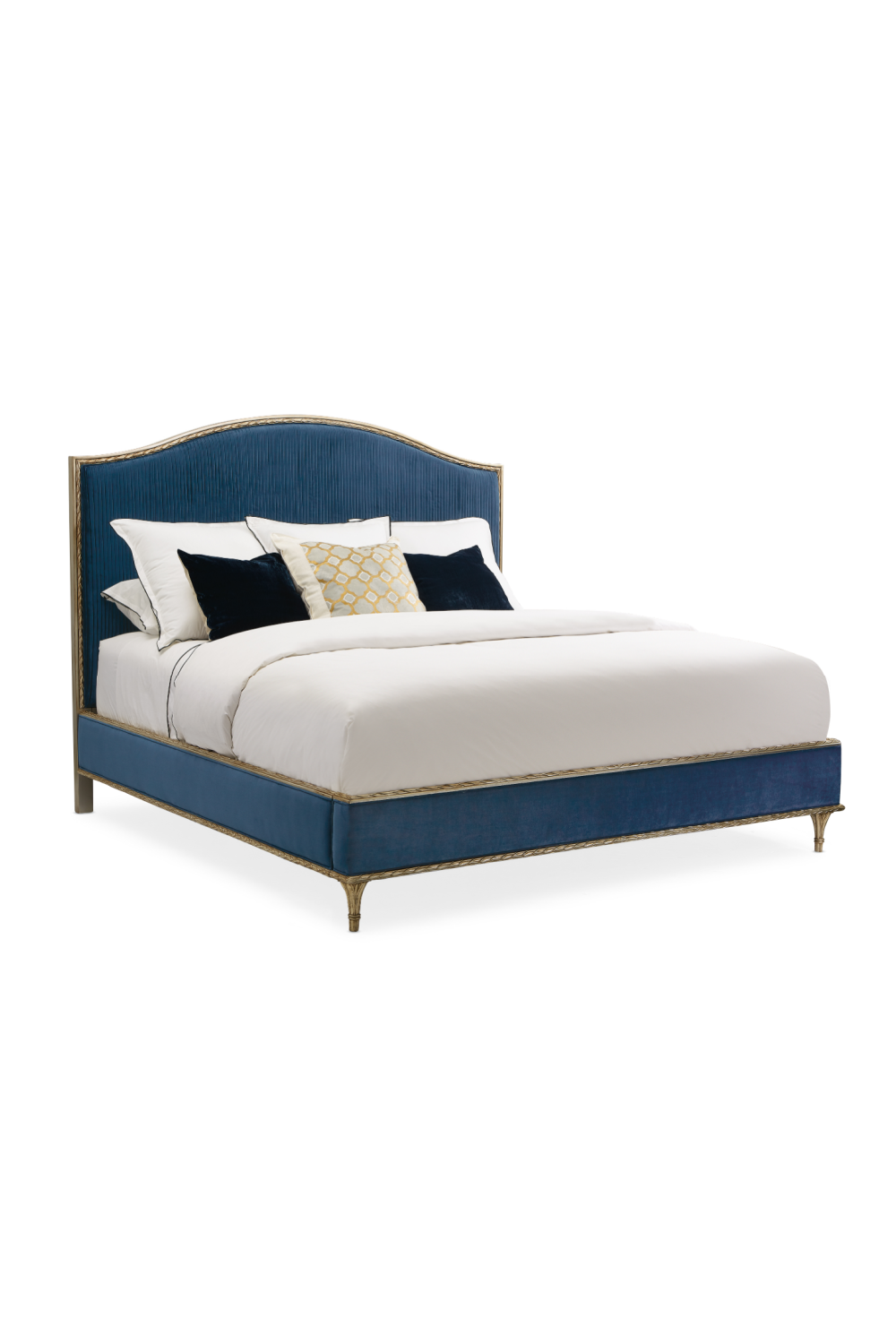 Blue Pleated California King Bed | Caracole Platform | Oroa.com