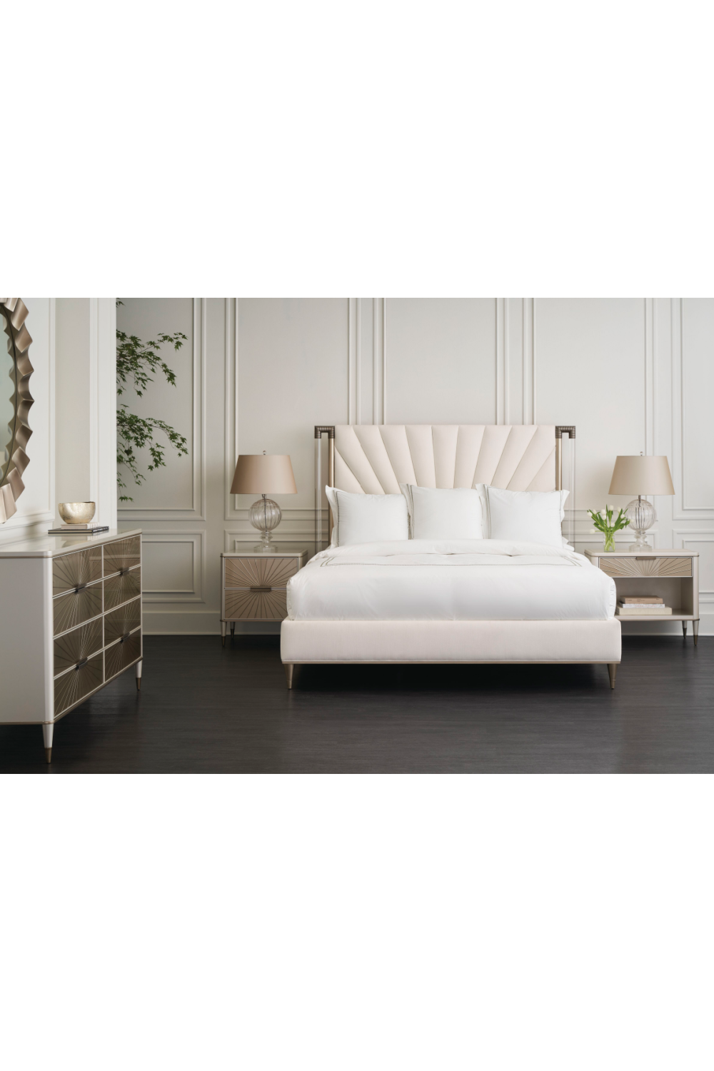 Taupe Tailored Bed, Caracole Valentina