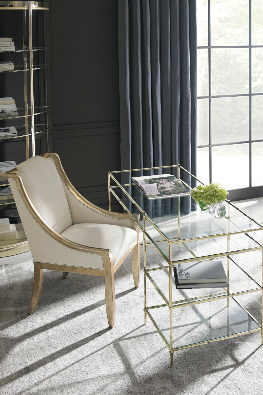 Half-Moon Gold Shelving Unit | Caracole Up Up And Away | Oroa.com