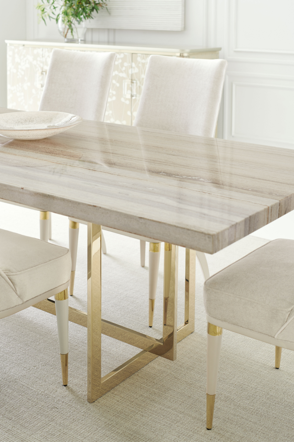 Cream marble best sale dining table