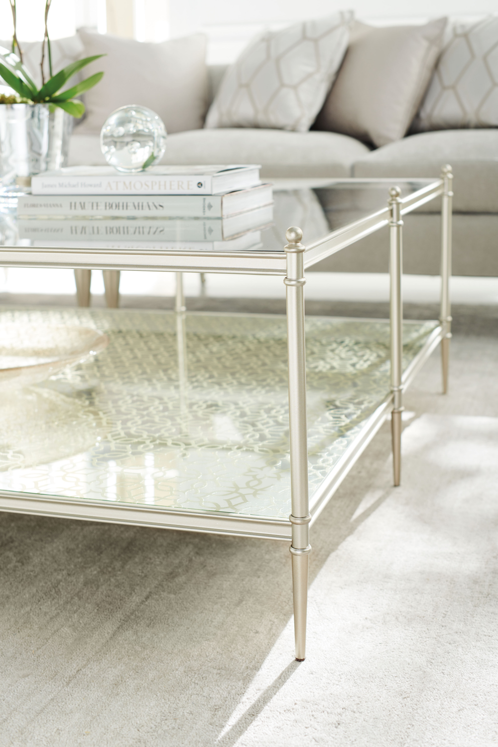 Metal Framed Glass Cocktail Table | Caracole Perfectly Square | oroa.com