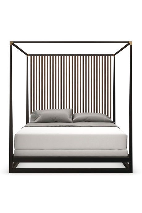 Brown Wooden Canopy Bed | Caracole Pinstripe | Oroa.com