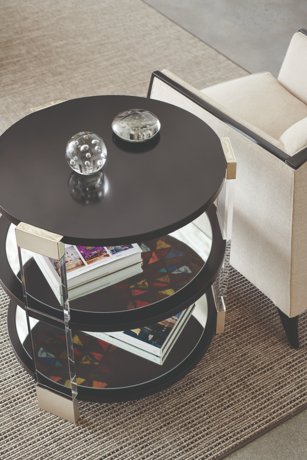Round Mirrored Side Table | Caracole Go Around It | Oroa.com