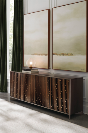 Slatted Wood Media Console | Caracole Diamond In The Rough | Oroa.com