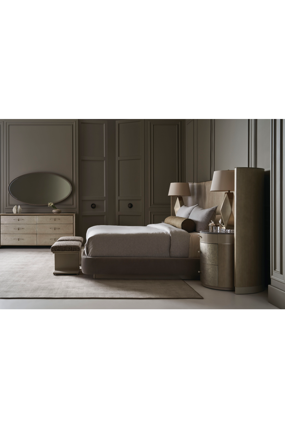 Gray Minimalist Winged Bed | Caracole Dream Chaser | Oroa.com