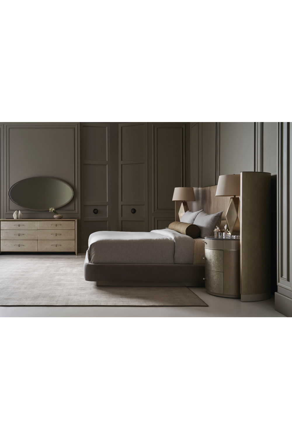 Gray Minimalist Winged Bed | Caracole Dream Chaser | Oroa.com