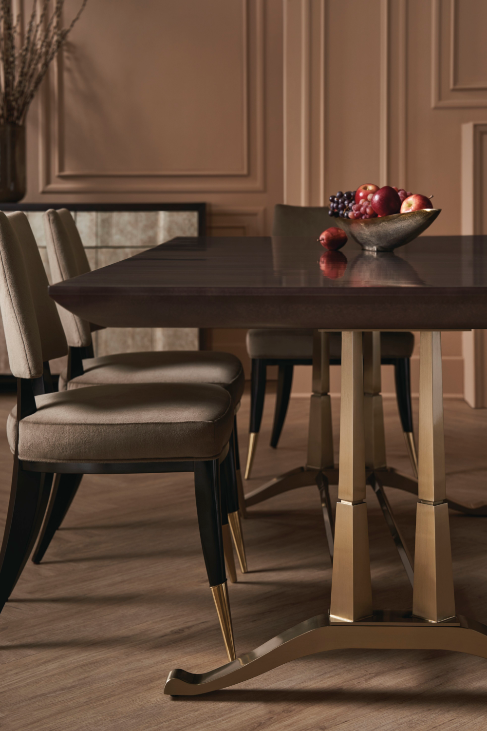 Taupe Velvet Dining Chair | Caracole Caress | Oroa.com