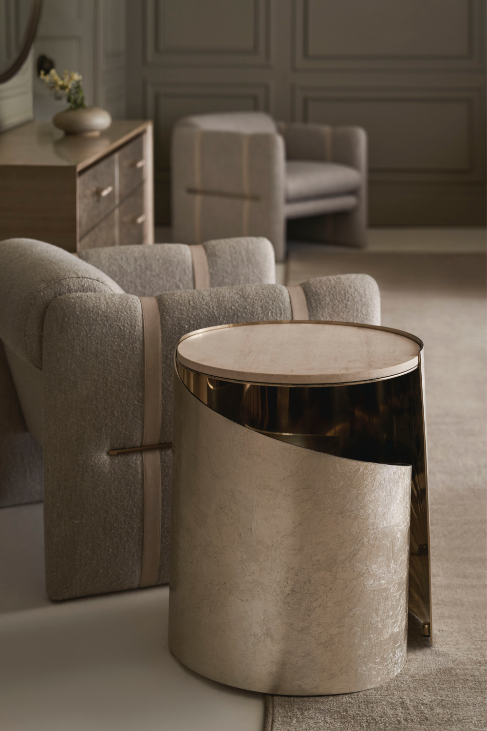 Spiral Silver Leaf Side Table | Caracole Nautilus | Oroa.com