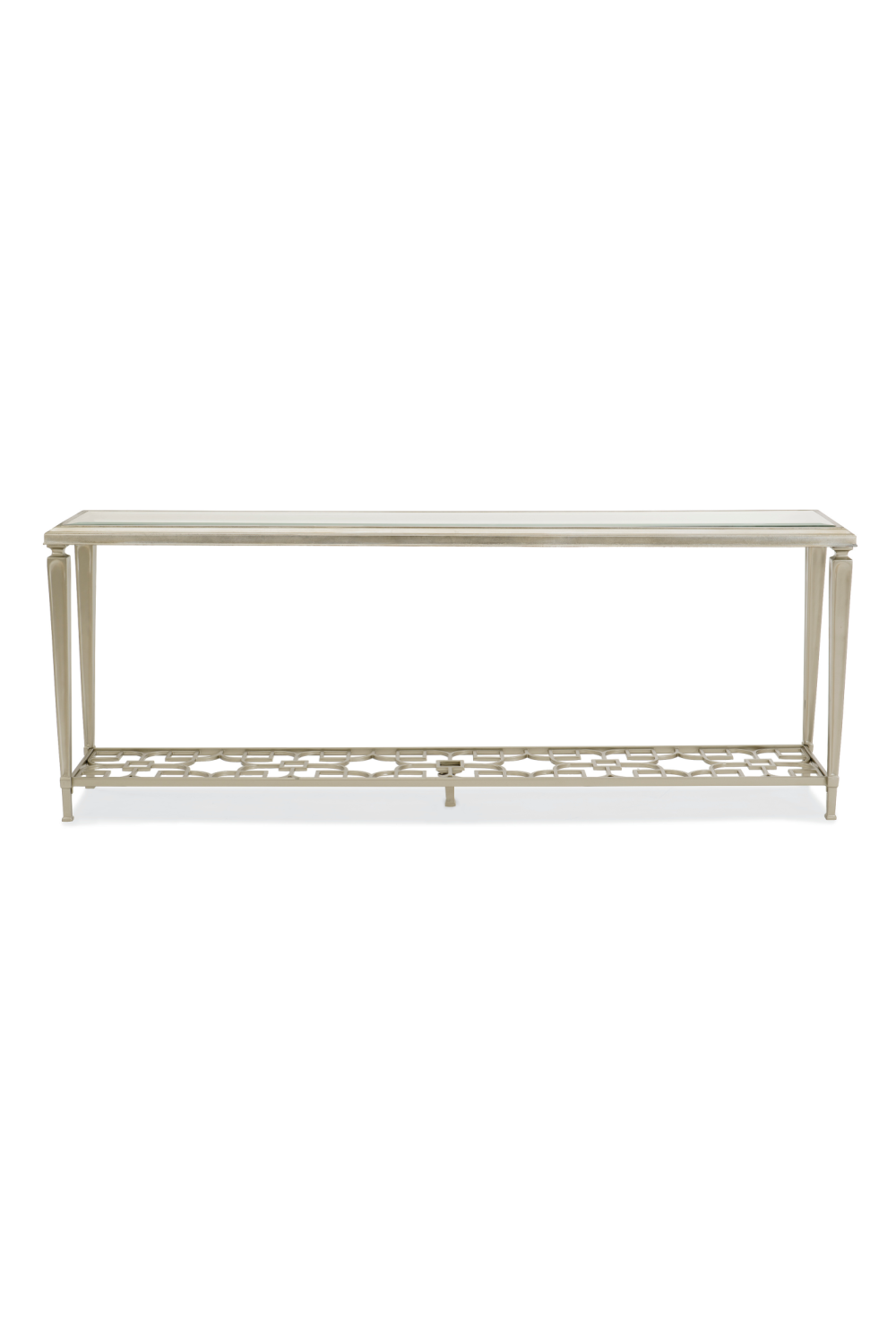 Taupe Silver Console Table | Caracole Highly Social | Oroa.com