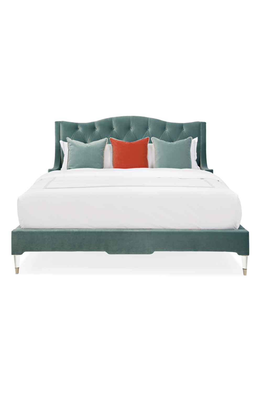Blue Upholstered Tufted California King Bed | Caracole Do Not Disturb | Oroa.com