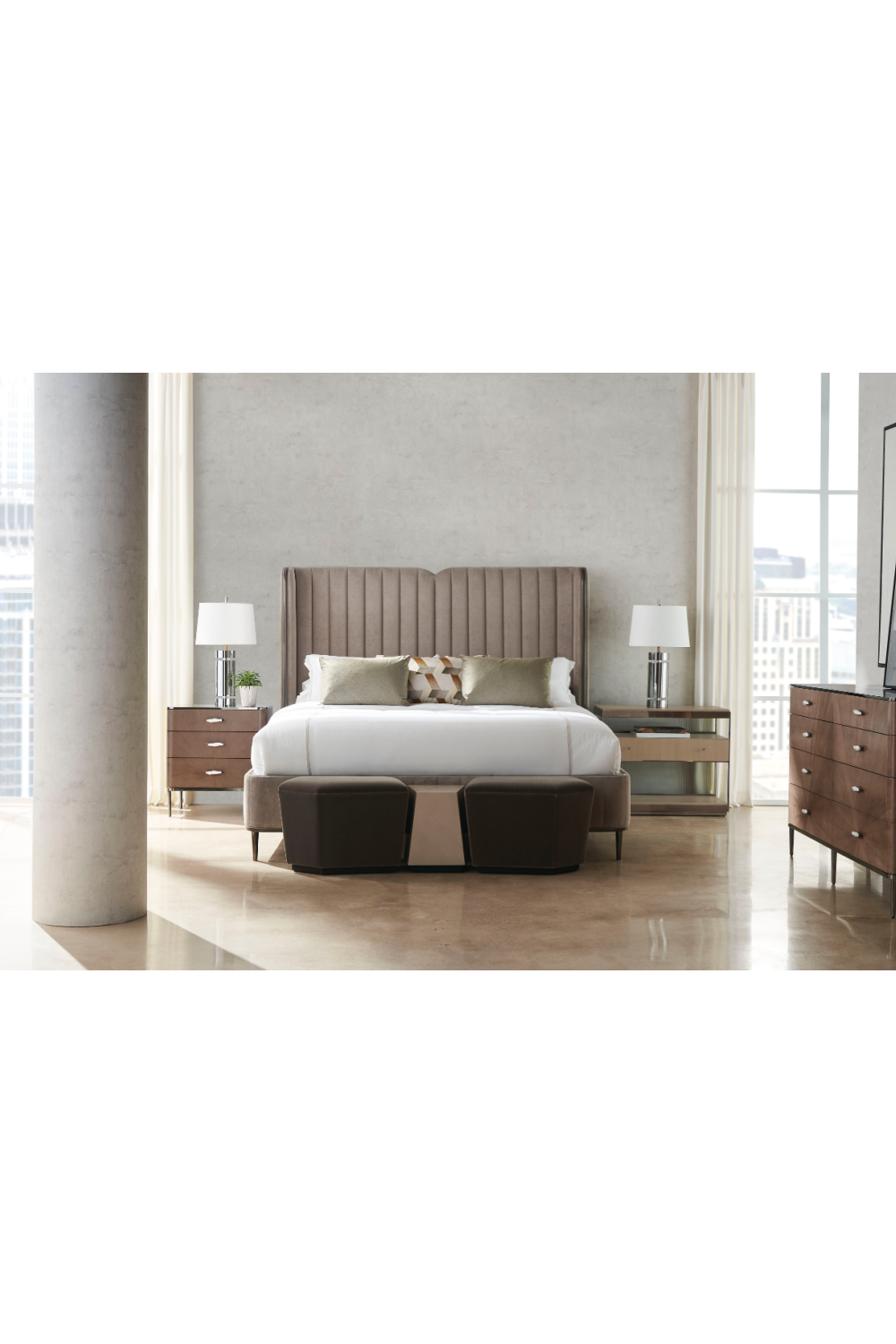 Channel Tufted Velvet Bed | Caracole Continuum | Oroa.com