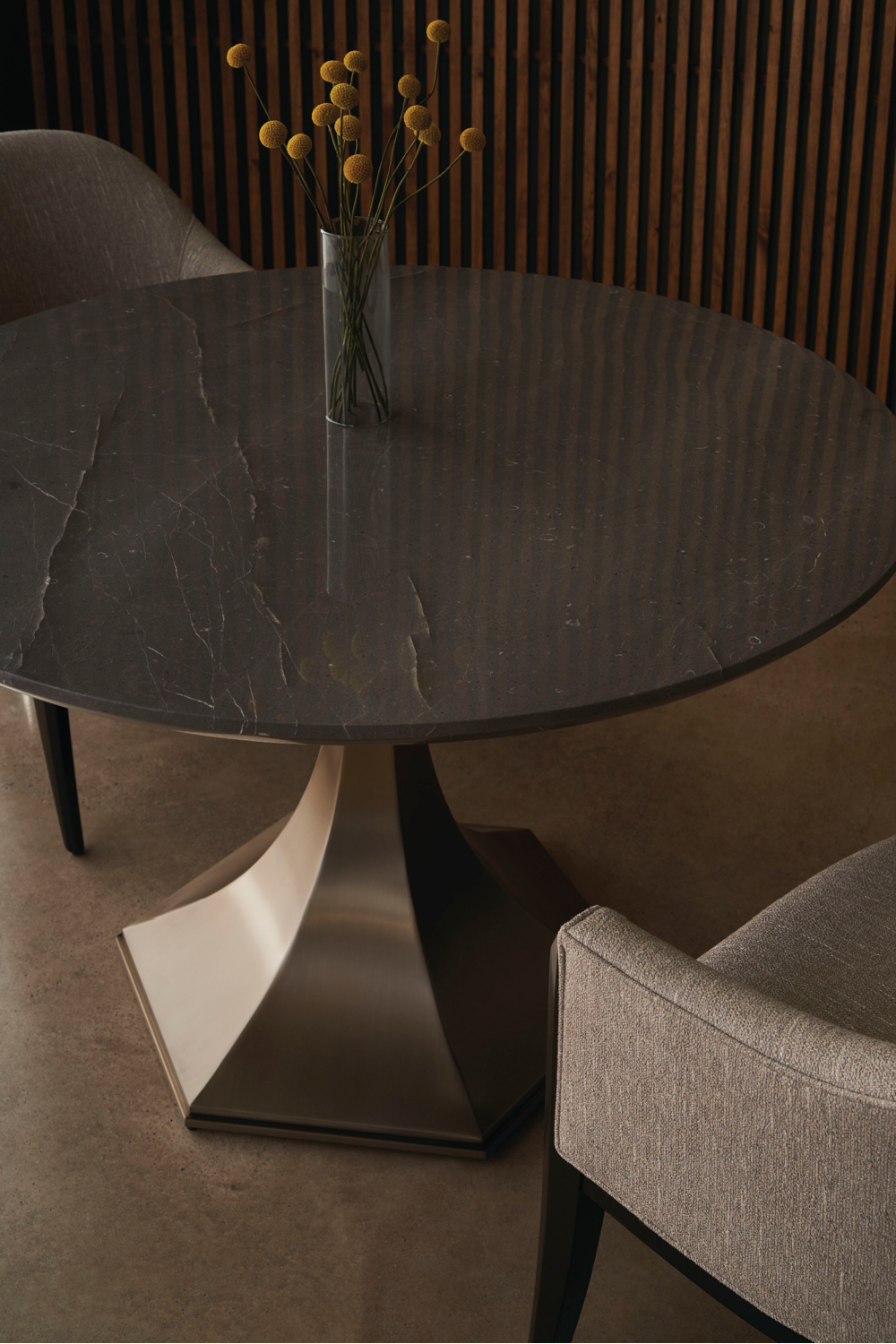 Gray Marble Dining Table | Caracole Top Brass | Oroa.com