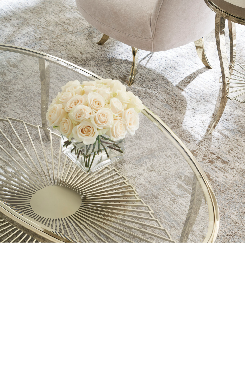 Oval Glass Cocktail Table | Caracole Pirouette | Oroa.com