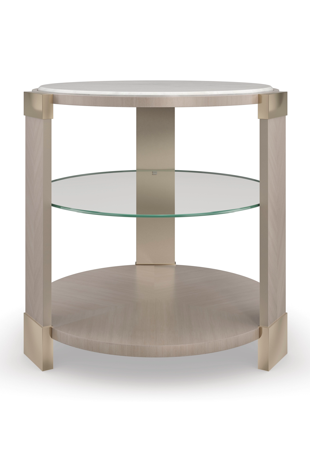 Round White Marble End Table | Caracole Oculus | Oroa.com
