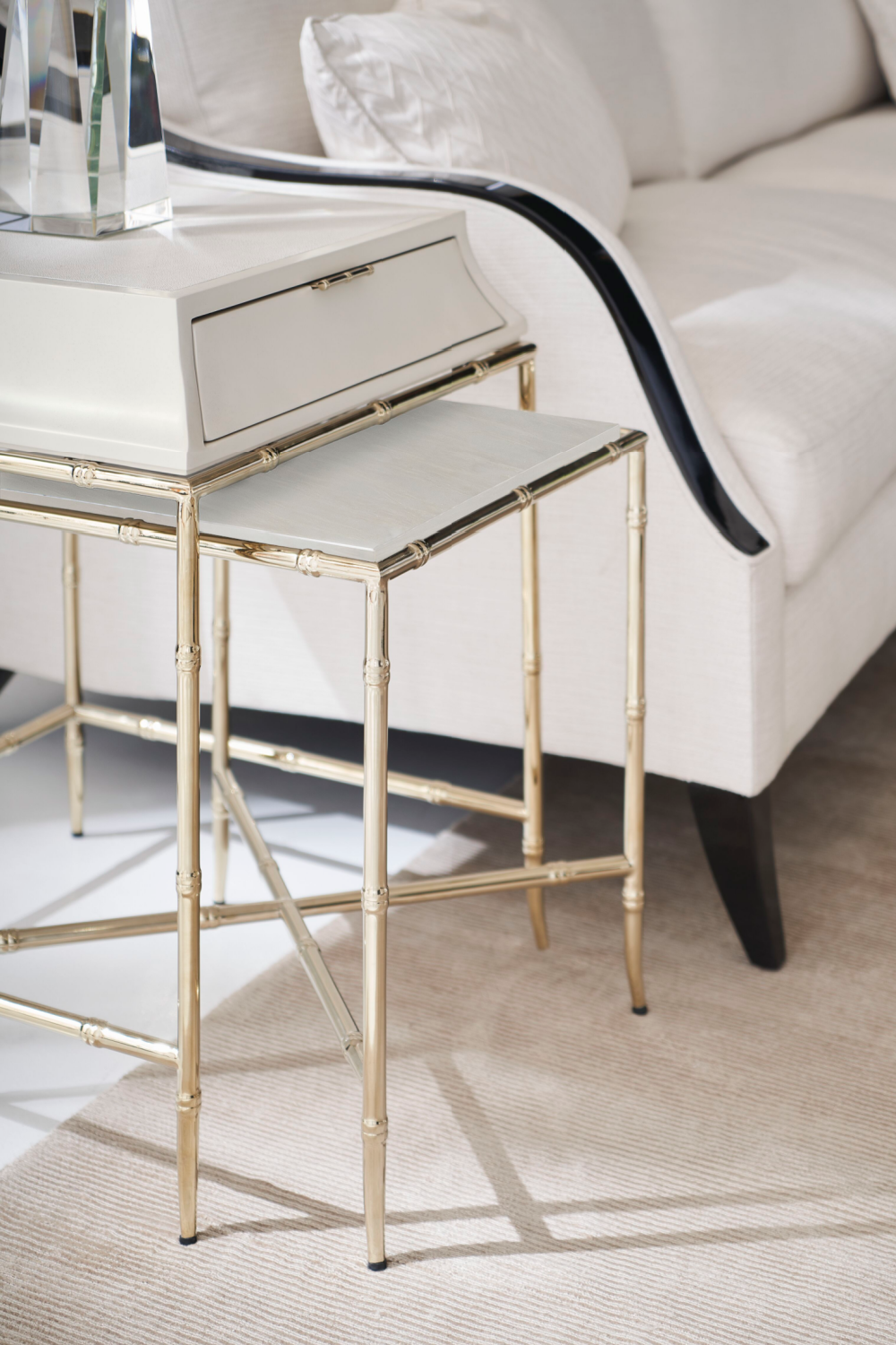 White Shagreen Nesting End Table | Caracole Ceylon | Oroa.com