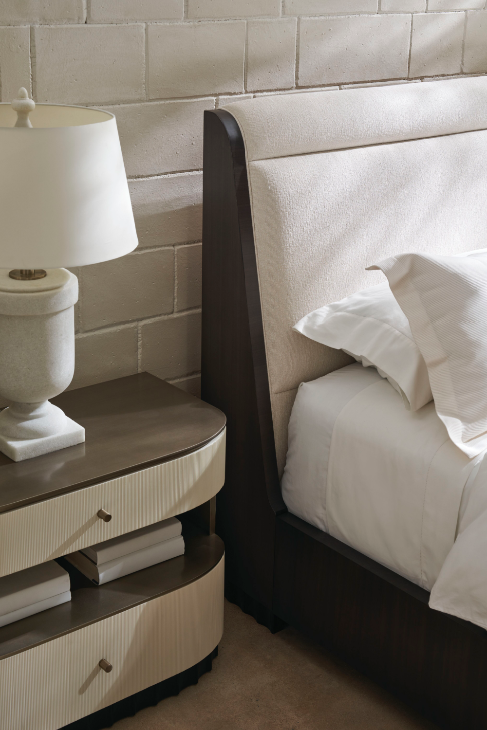 Cream Fluted Nightstand | Caracole Deep Sleep | OROA