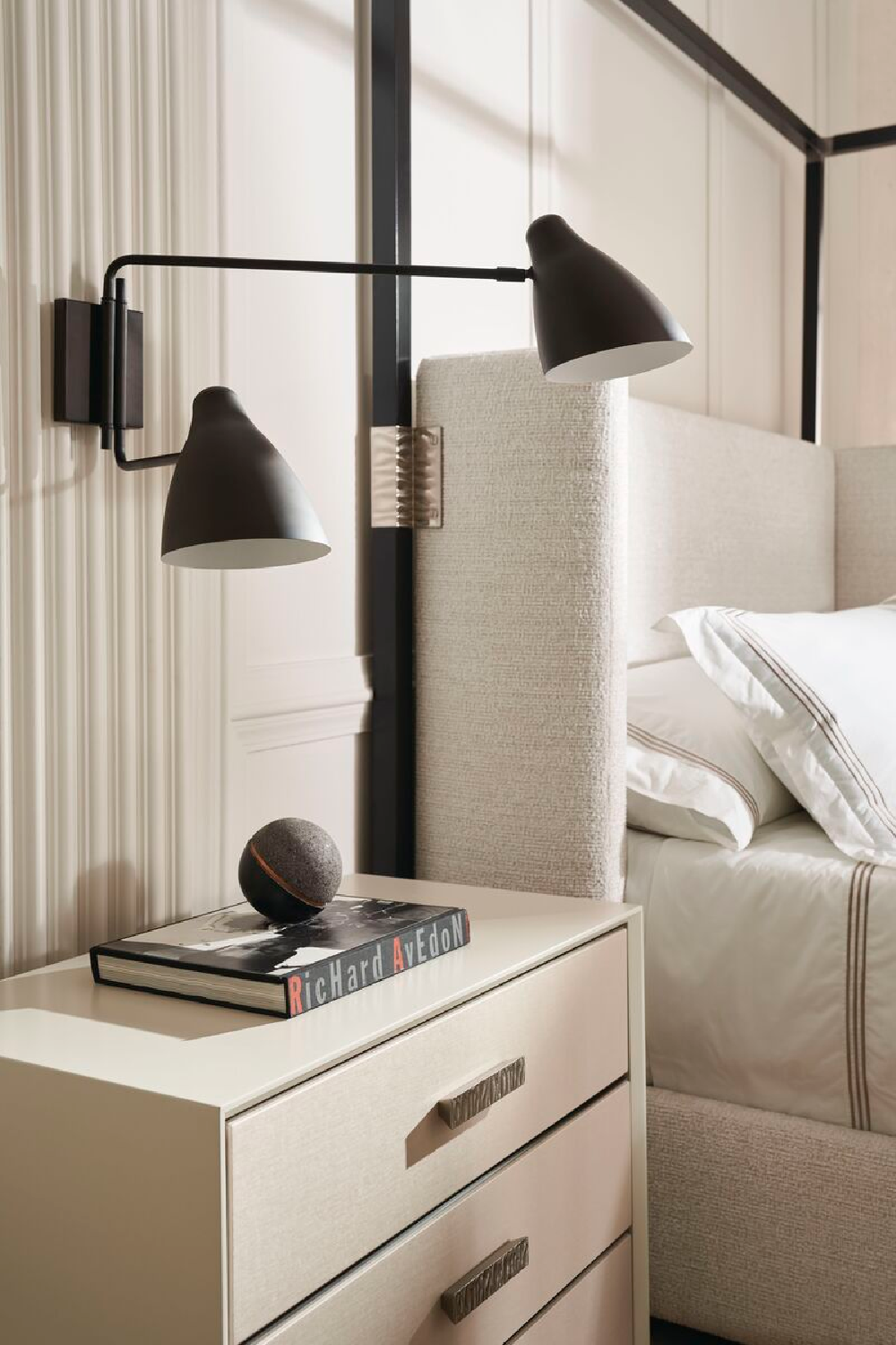 Vinyl 3-Drawer Nightstand | Caracole Silver Lining | Oroa.com