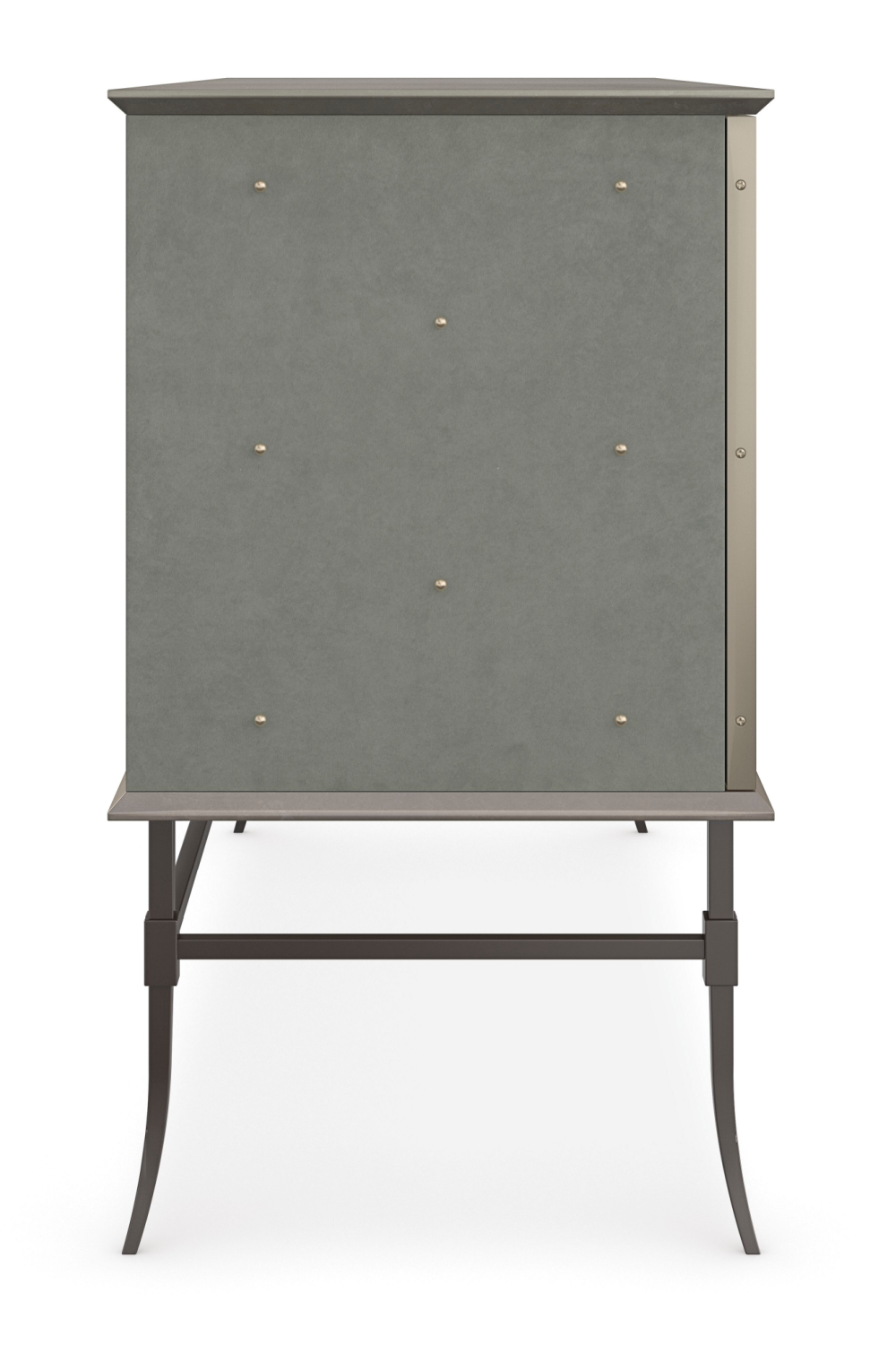 Studded Gray Suede Sideboard | Caracole Brass Tacks | Oroa.com