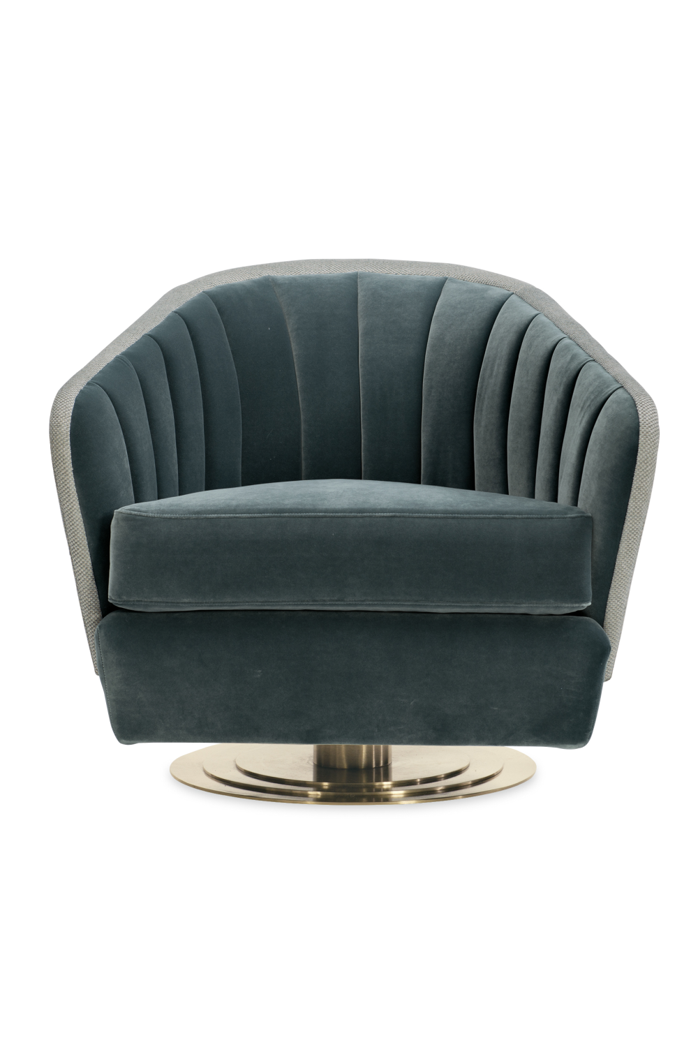 Chanelled Turquoise Swivel Chair | Caracole Concentric | Oroa.com