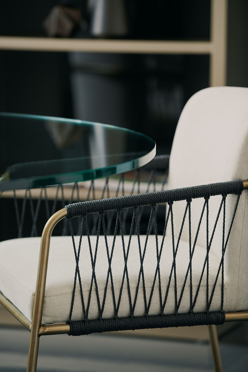 Black Cord Detail Dining Armchair | Caracole Remix | Oroa.com