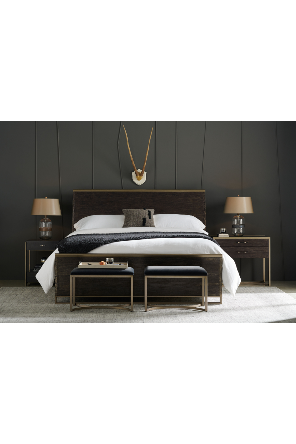 Black Upholstered Bed Bench | Caracole Remix | Oroa.com