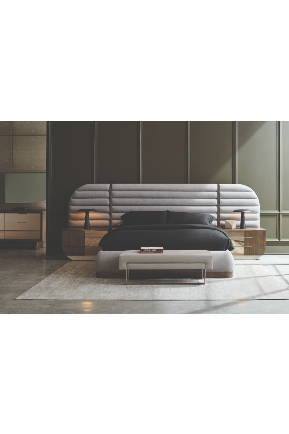 Gray Velvet Modern Bench | Caracole La Moda | Oroa.com