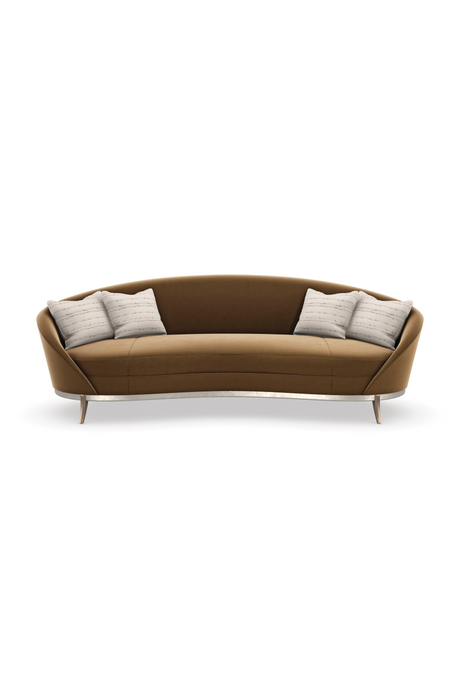 Brown Velvet Curved Sofa | Caracole Main Event | Oroa.com