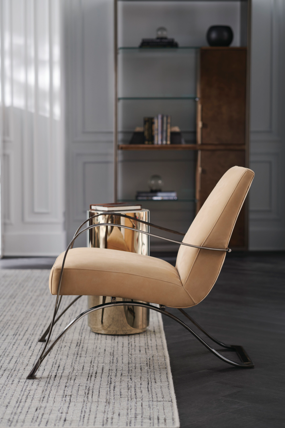 Light Brown Leather Lounge Chair | Caracole Opening Act | Oroa.com