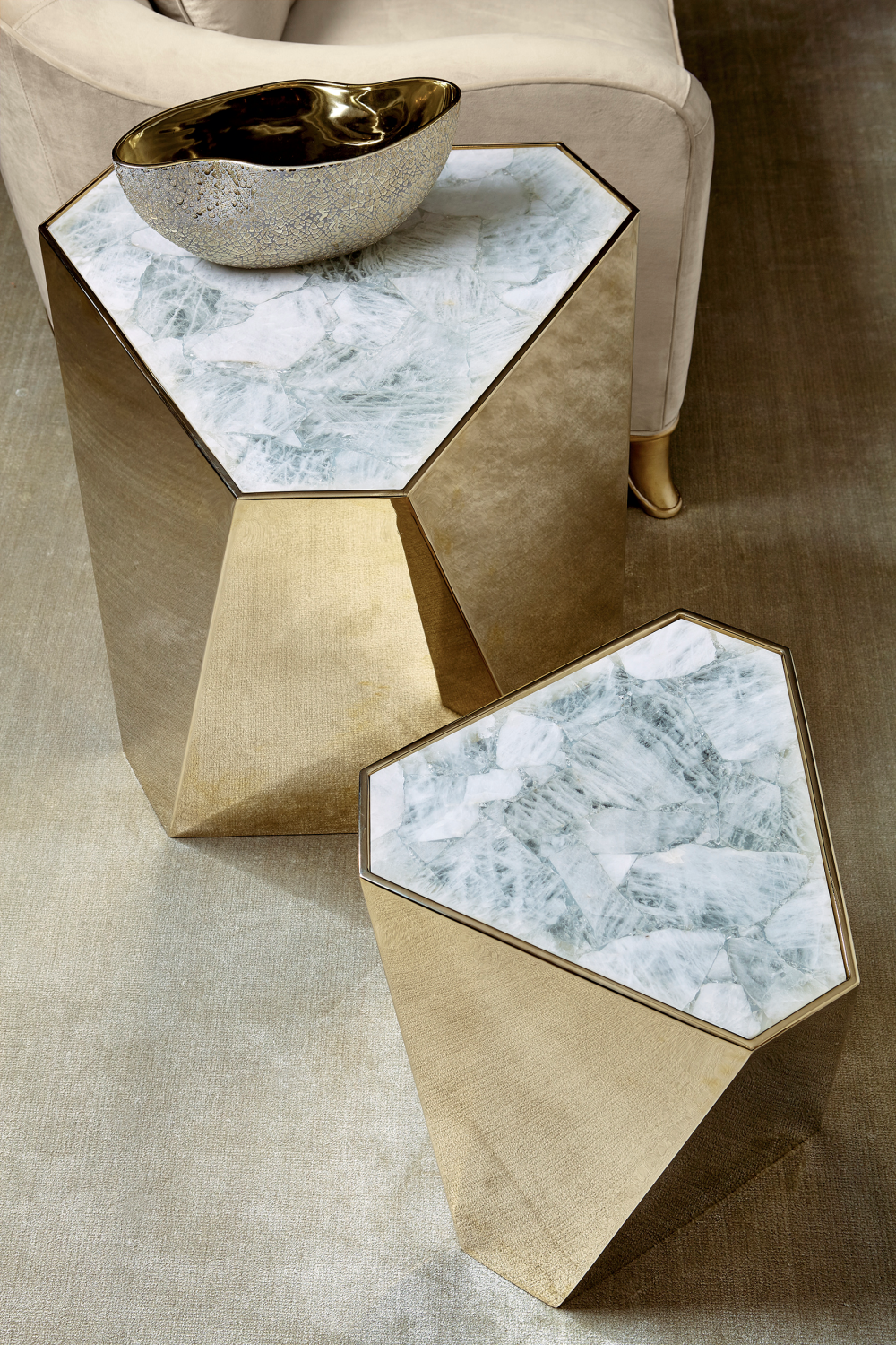 Gold Hexagonal End Table | Caracole The Contempo | Oroa.com