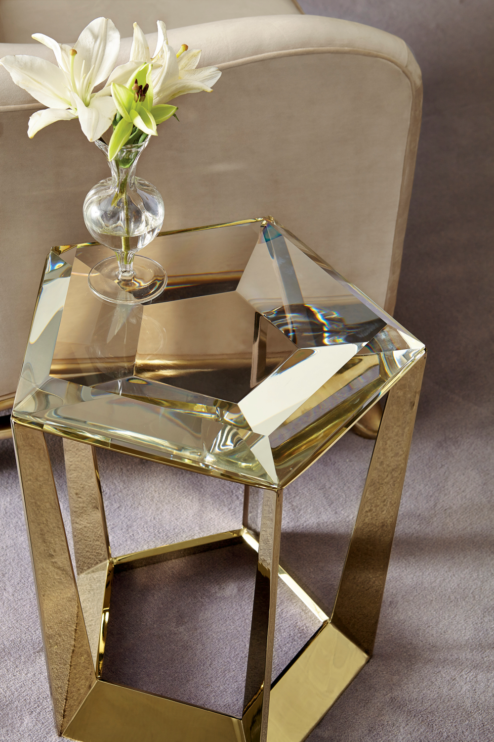 Beveled Crystal Side Table | Caracole The Gem | Oroa.com