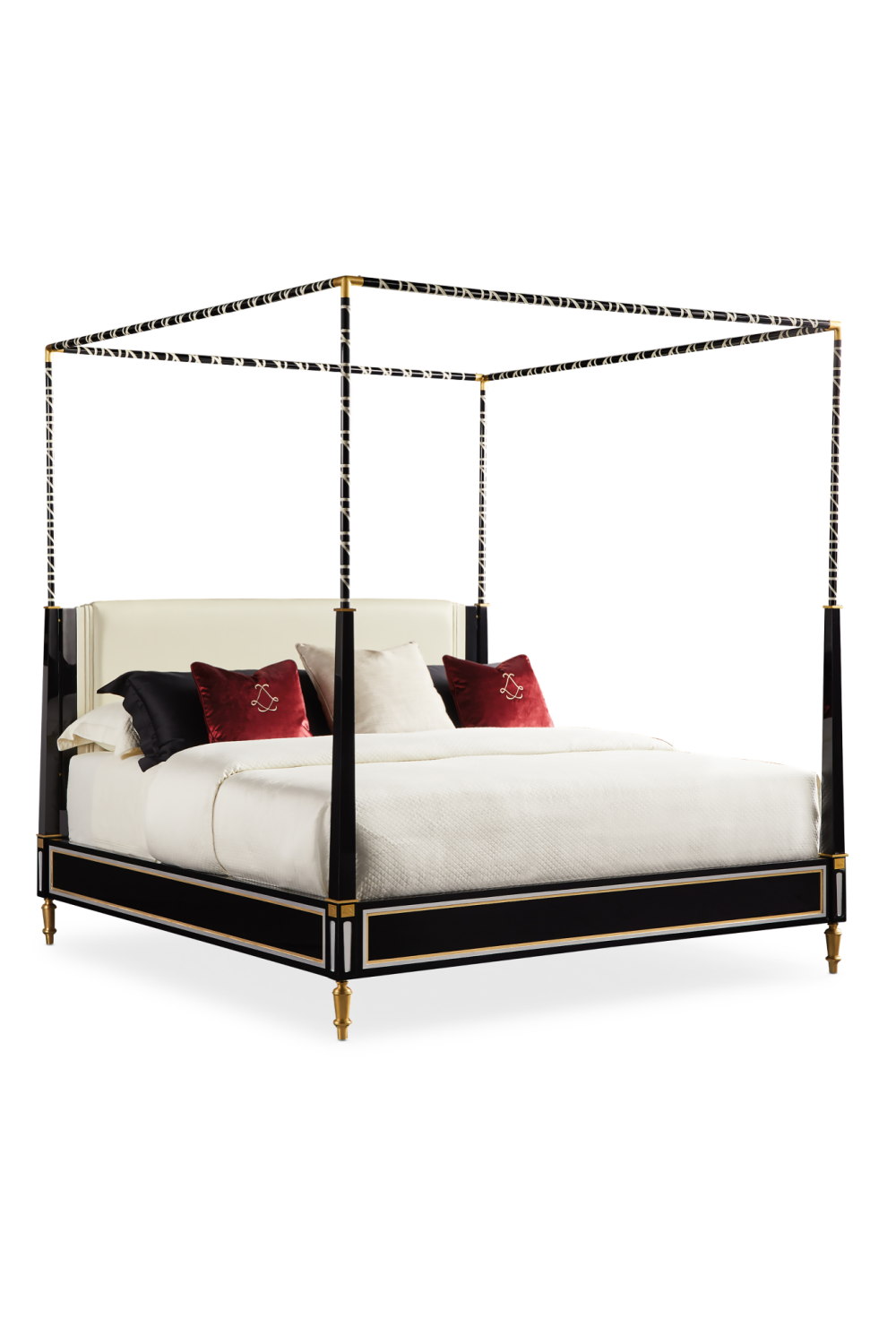 Black Leather Canopy Bed | Caracole The Couturier | Oroa.com